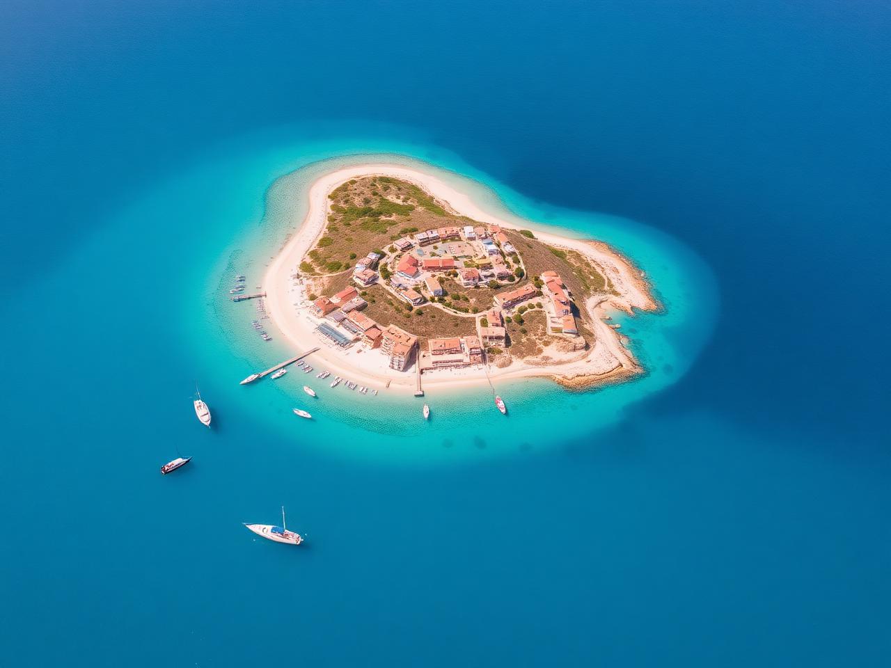 Vista aérea de la isla de Tabarca con aguas turquesas